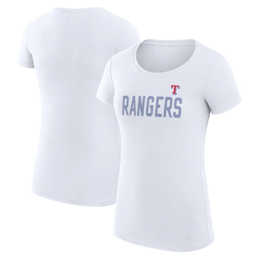 Texas Rangers G-III 4Her by Carl Banks Women's Super-Slim Fit Lightweight Dot Print T-Shirt - White - MLB Sale