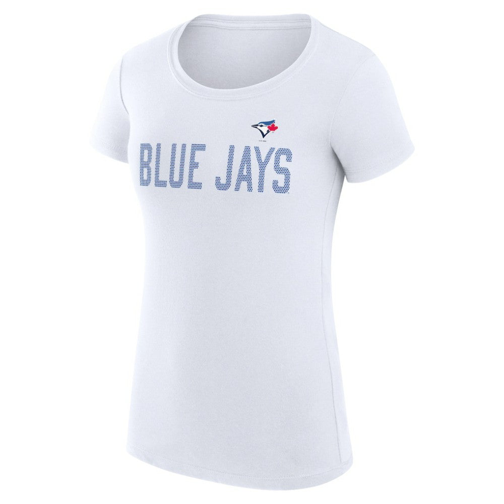 Toronto Blue Jays G-III 4Her by Carl Banks Women's Super-Slim Fit Lightweight Dot Print T-Shirt - White - MLB Sale
