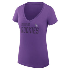 Colorado Rockies G-III 4Her by Carl Banks Women's Super-Slim Fit Lightweight Dot Print V-Neck T-Shirt - Purple - MLB on Sale
