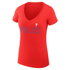 Philadelphia Phillies G-III 4Her by Carl Banks Women's Super-Slim Fit Lightweight Dot Print V-Neck T-Shirt - Red - MLB Sale