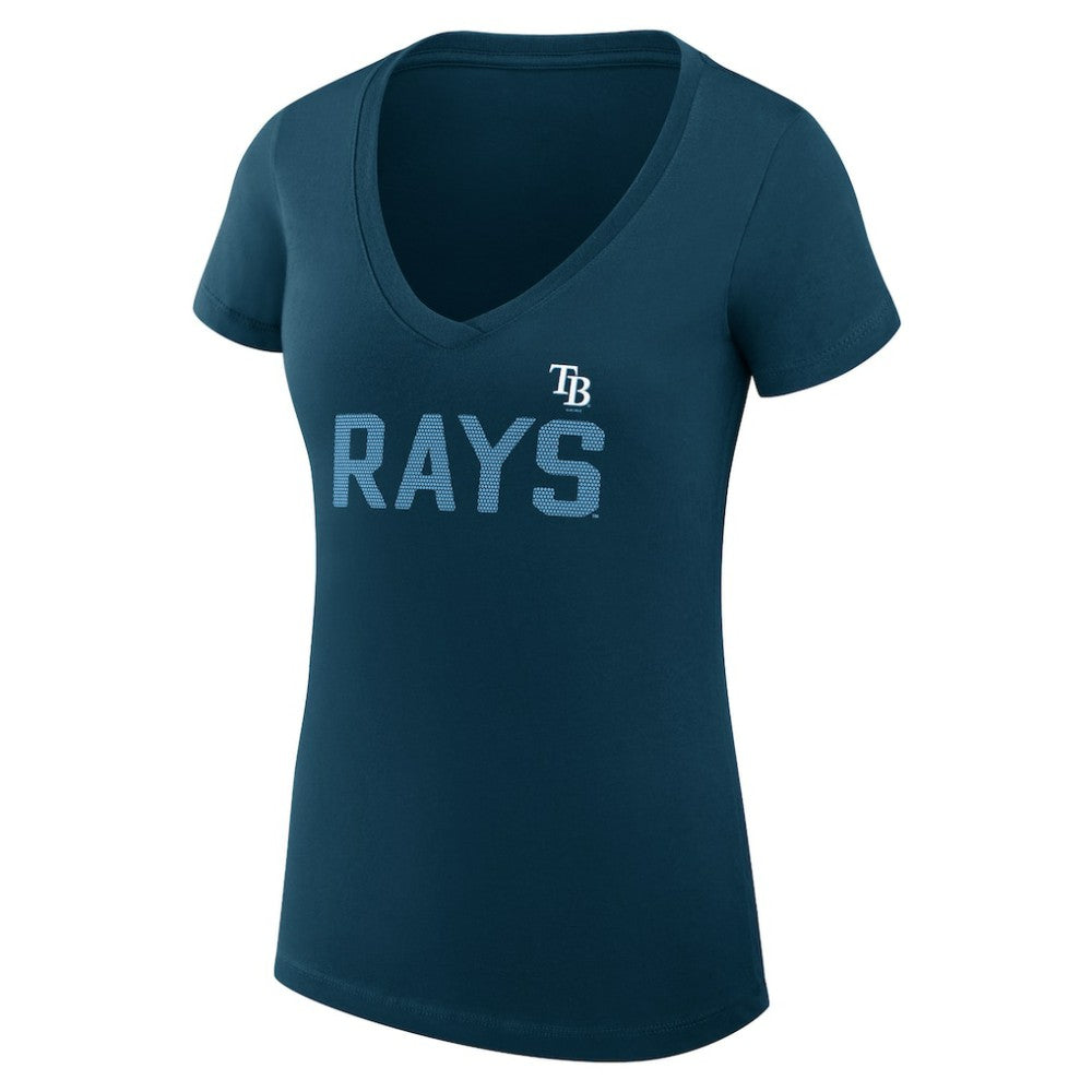 Tampa Bay Rays G-III 4Her by Carl Banks Women's Super-Slim Fit Lightweight Dot Print V-Neck T-Shirt - Navy - MLB Discount