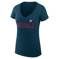Washington Nationals G-III 4Her by Carl Banks Women's Super-Slim Fit Lightweight Dot Print V-Neck T-Shirt - Navy - MLB Discount