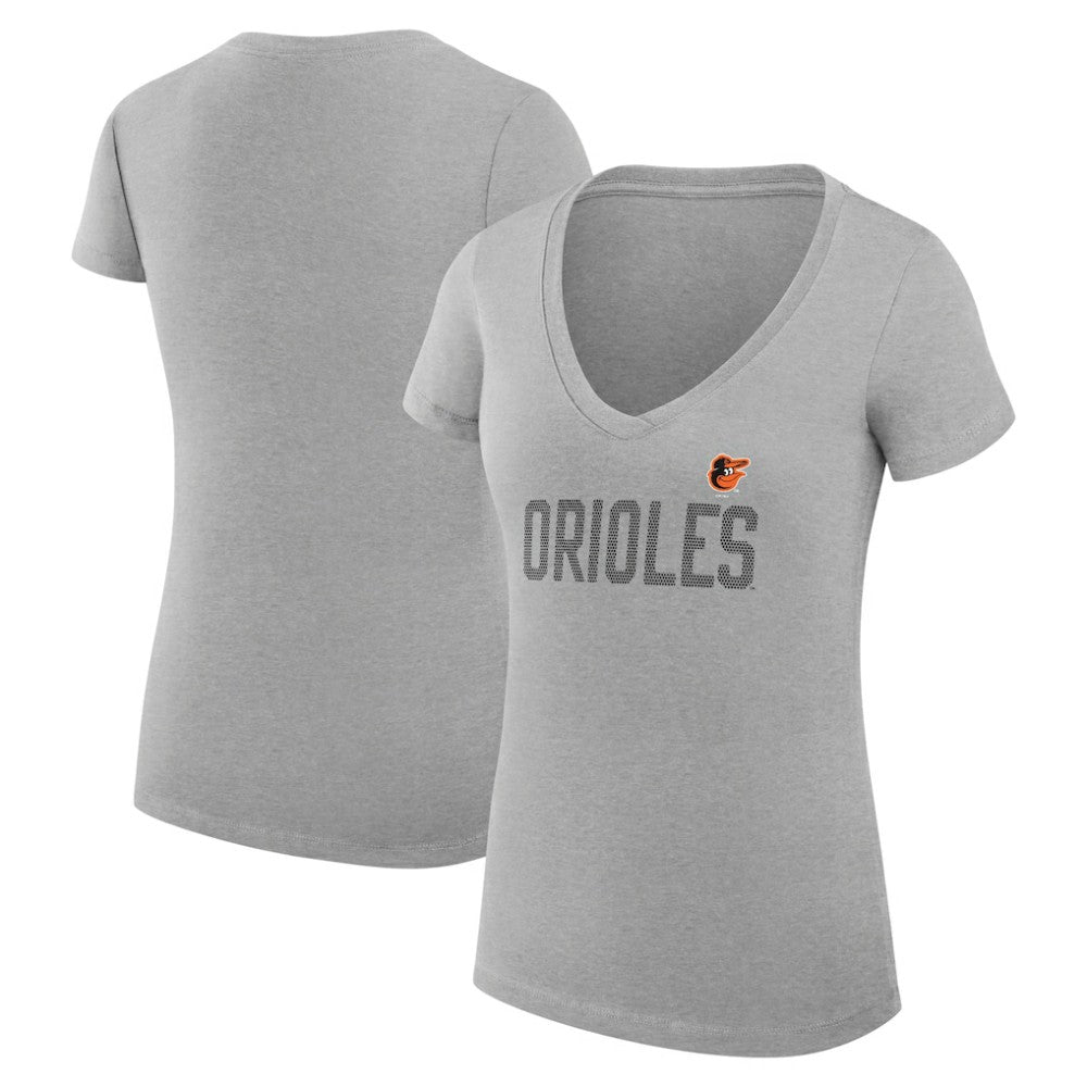 Baltimore Orioles G-III 4Her by Carl Banks Women's Super-Slim Fit Lightweight Dot Print V-Neck T-Shirt - Gray - MLB Online