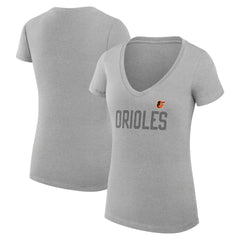 Baltimore Orioles G-III 4Her by Carl Banks Women's Super-Slim Fit Lightweight Dot Print V-Neck T-Shirt - Gray - MLB Online