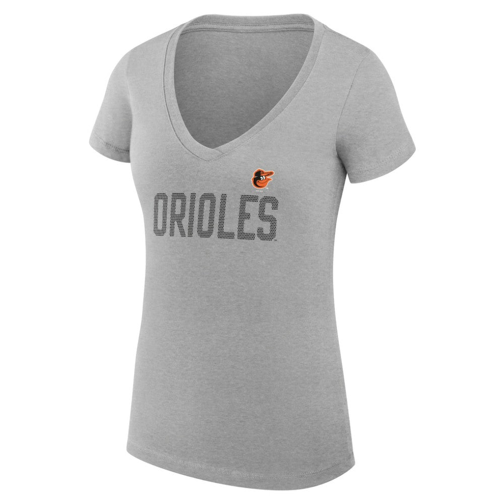 Baltimore Orioles G-III 4Her by Carl Banks Women's Super-Slim Fit Lightweight Dot Print V-Neck T-Shirt - Gray - MLB Online