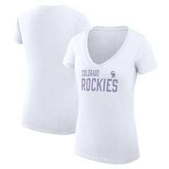 Colorado Rockies G-III 4Her by Carl Banks Women's Super-Slim Fit Lightweight Dot Print V-Neck T-Shirt - White - MLB on Sale