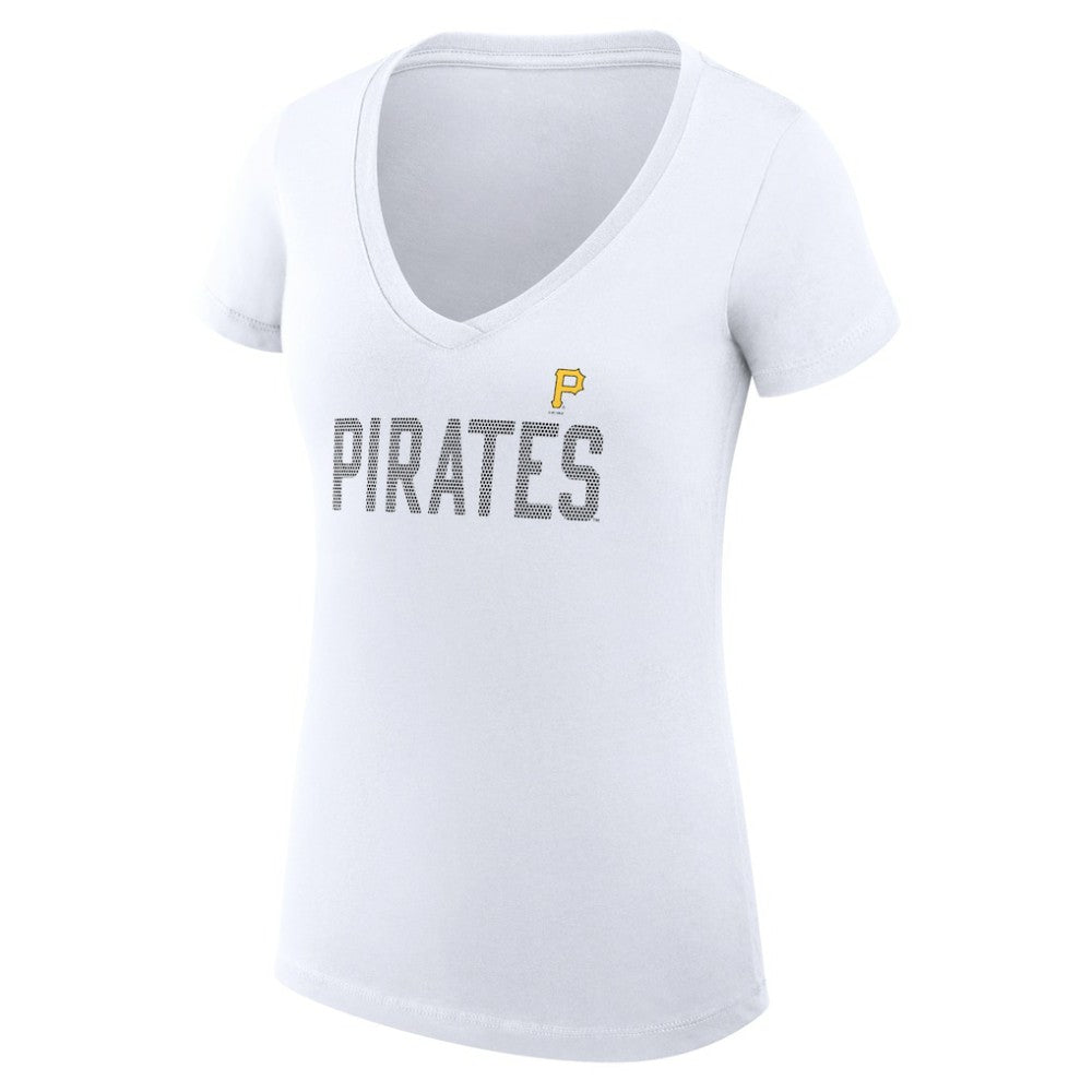 Pittsburgh Pirates G-III 4Her by Carl Banks Women's Super-Slim Fit Lightweight Dot Print V-Neck T-Shirt - White - MLB on Sale