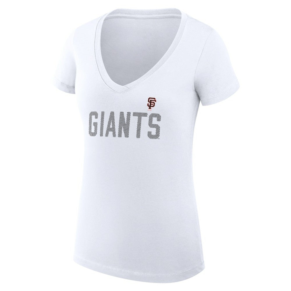 San Francisco Giants G-III 4Her by Carl Banks Women's Super-Slim Fit Lightweight Dot Print V-Neck T-Shirt - White - MLB Lifestyle