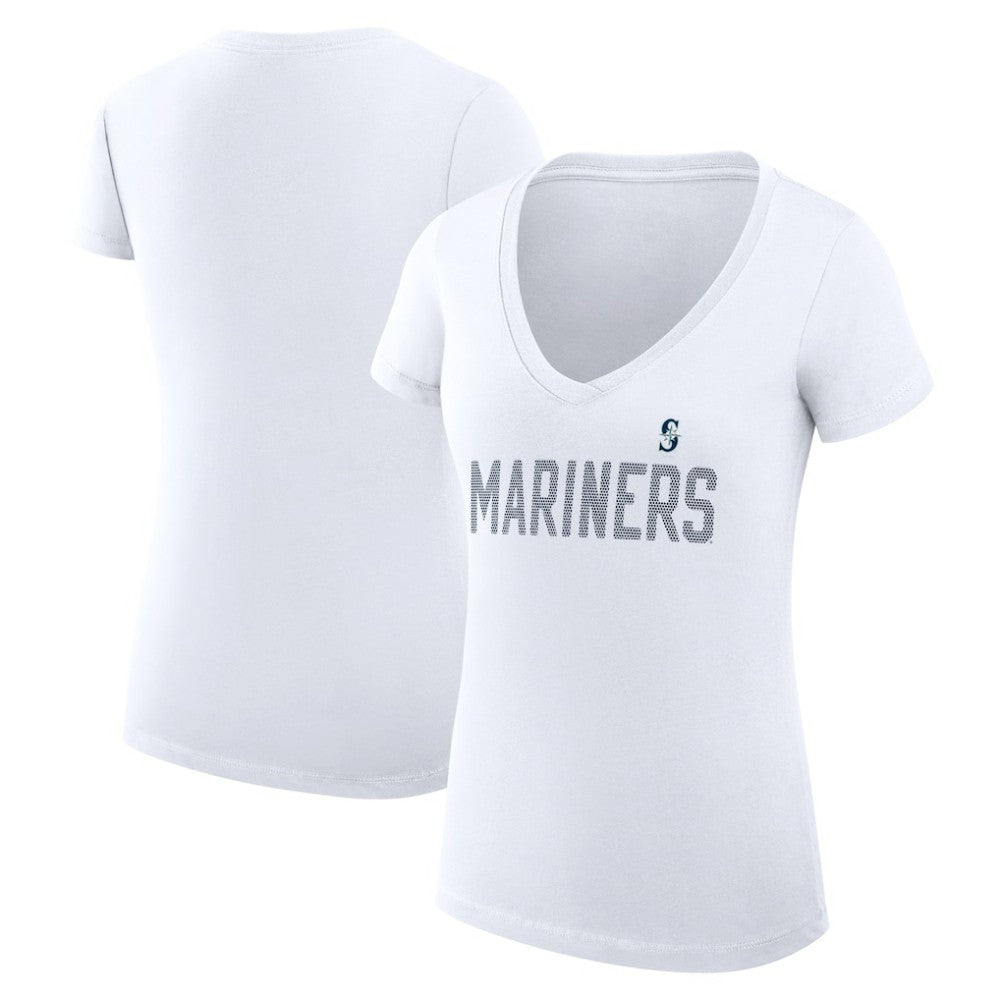 Seattle Mariners G-III 4Her by Carl Banks Women's Super-Slim Fit Lightweight Dot Print V-Neck T-Shirt - White - MLB Online