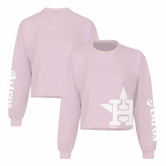 Houston Astros Fanatics Women's Cropped Slouchy Long Sleeve T-Shirt - Pink - Fanatics Lifestyle