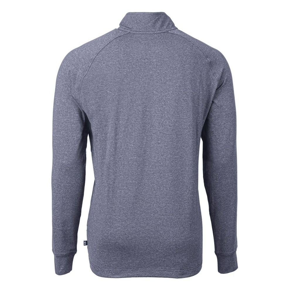 Atlanta Falcons Cutter & Buck Big & Tall Adapt Eco Knit Quarter-Zip Pullover Top Heather Navy