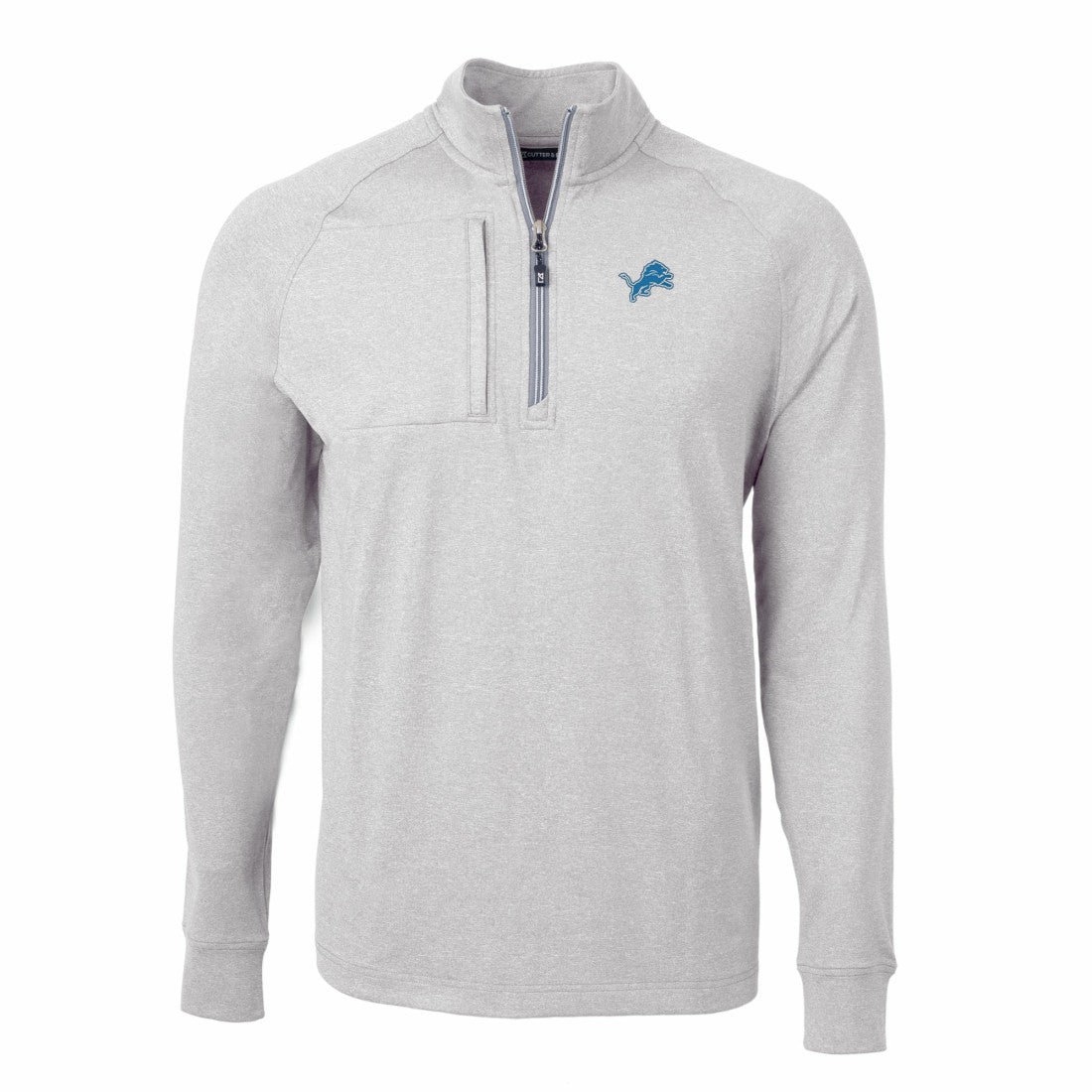 Detroit Lions Cutter & Buck Big & Tall Adapt Eco Knit Quarter-Zip Pullover Top Heather Gray