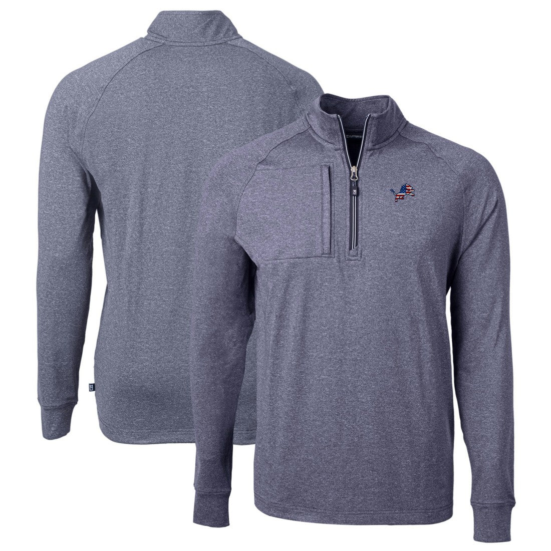 Detroit Lions Cutter & Buck Big & Tall Adapt Eco Knit Quarter-Zip Pullover Top Heather Navy