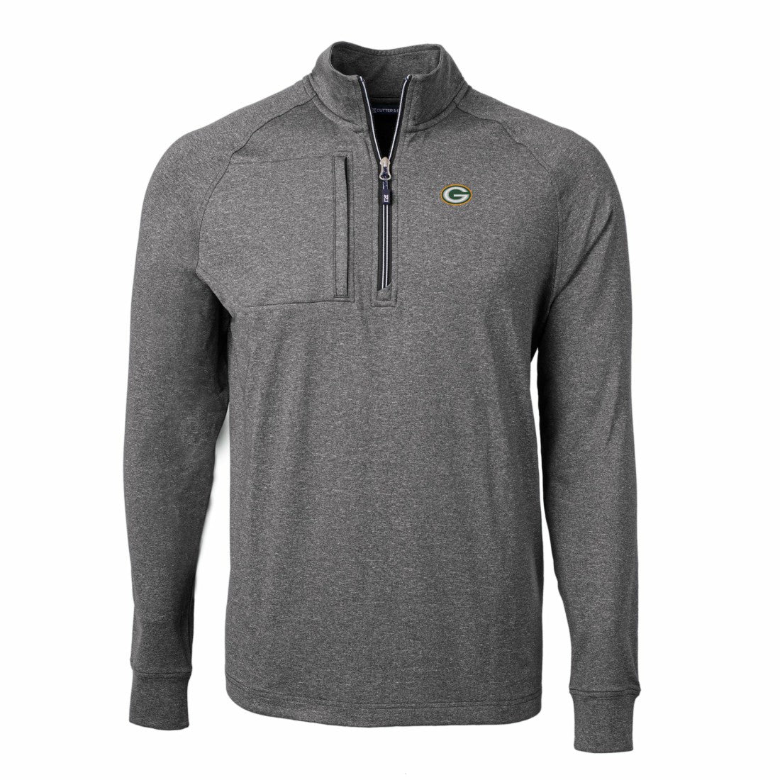 Green Bay Packers Cutter & Buck Big & Tall Adapt Eco Knit Quarter-Zip Pullover Top Heather Black