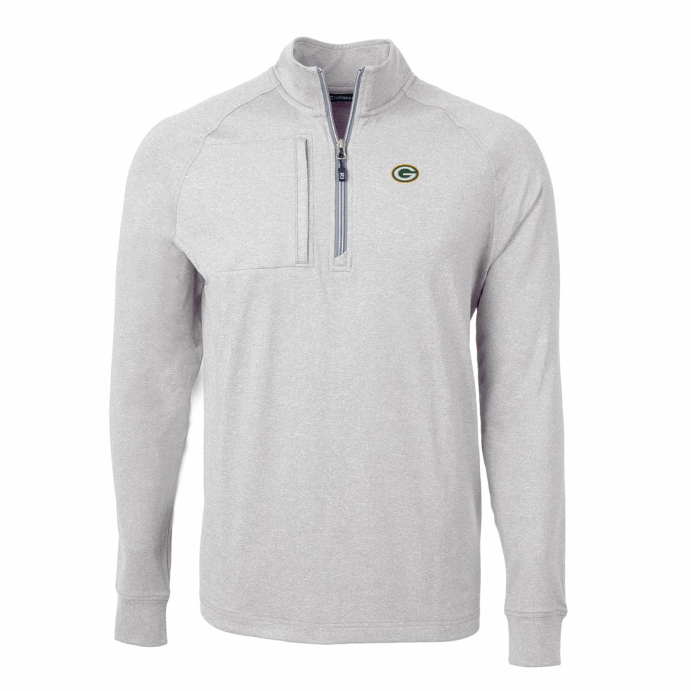 Green Bay Packers Cutter & Buck Big & Tall Adapt Eco Knit Quarter-Zip Pullover Top Heather Gray