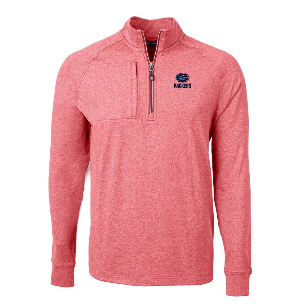 Green Bay Packers Cutter & Buck Big & Tall Adapt Eco Knit Quarter-Zip Pullover Top Heather Red