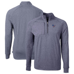 Houston Texans Cutter & Buck Big & Tall Adapt Eco Knit Quarter-Zip Pullover Top Heather Navy