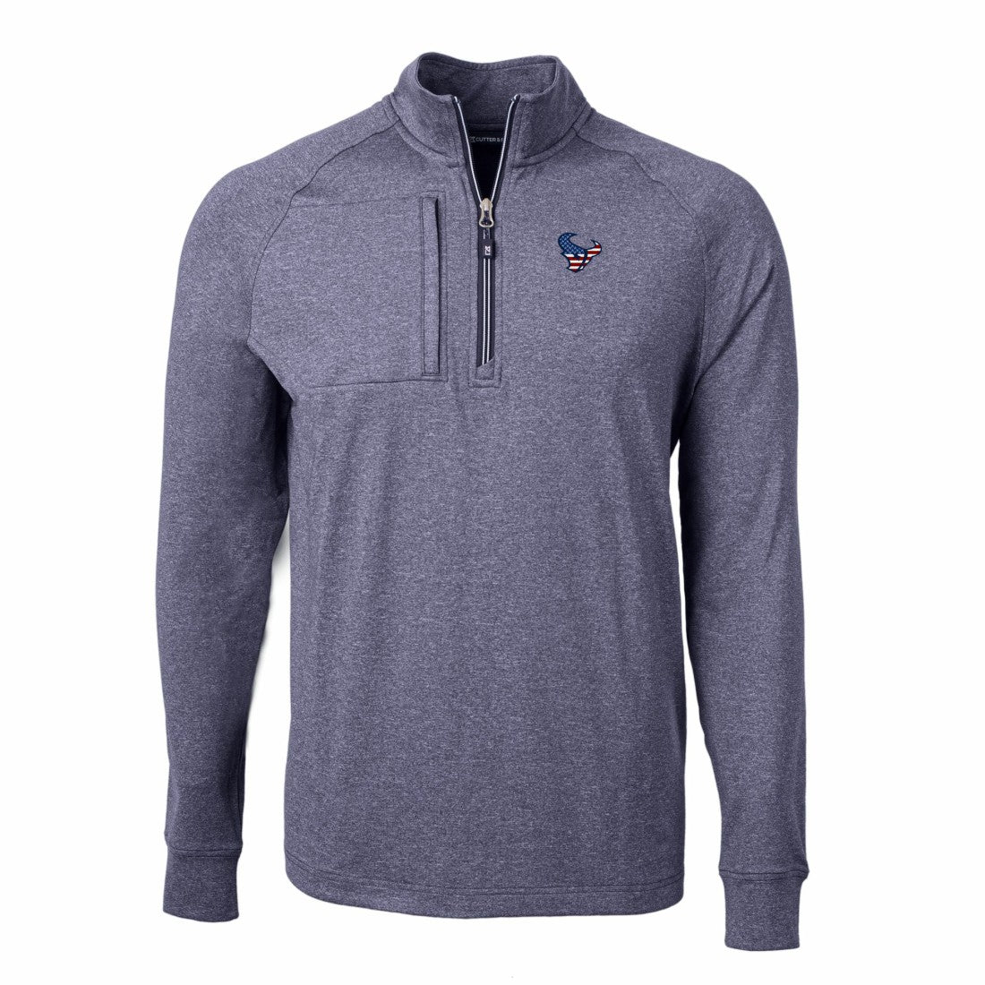 Houston Texans Cutter & Buck Big & Tall Adapt Eco Knit Quarter-Zip Pullover Top Heather Navy
