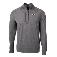 Kansas City Chiefs Cutter & Buck Big & Tall Adapt Eco Knit Quarter-Zip Pullover Top Heather Black