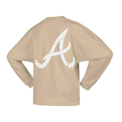 Atlanta Braves Fanatics Women's Branded Fleece Pullover Sweatshirt - Tan - Fanatics Lifestyle