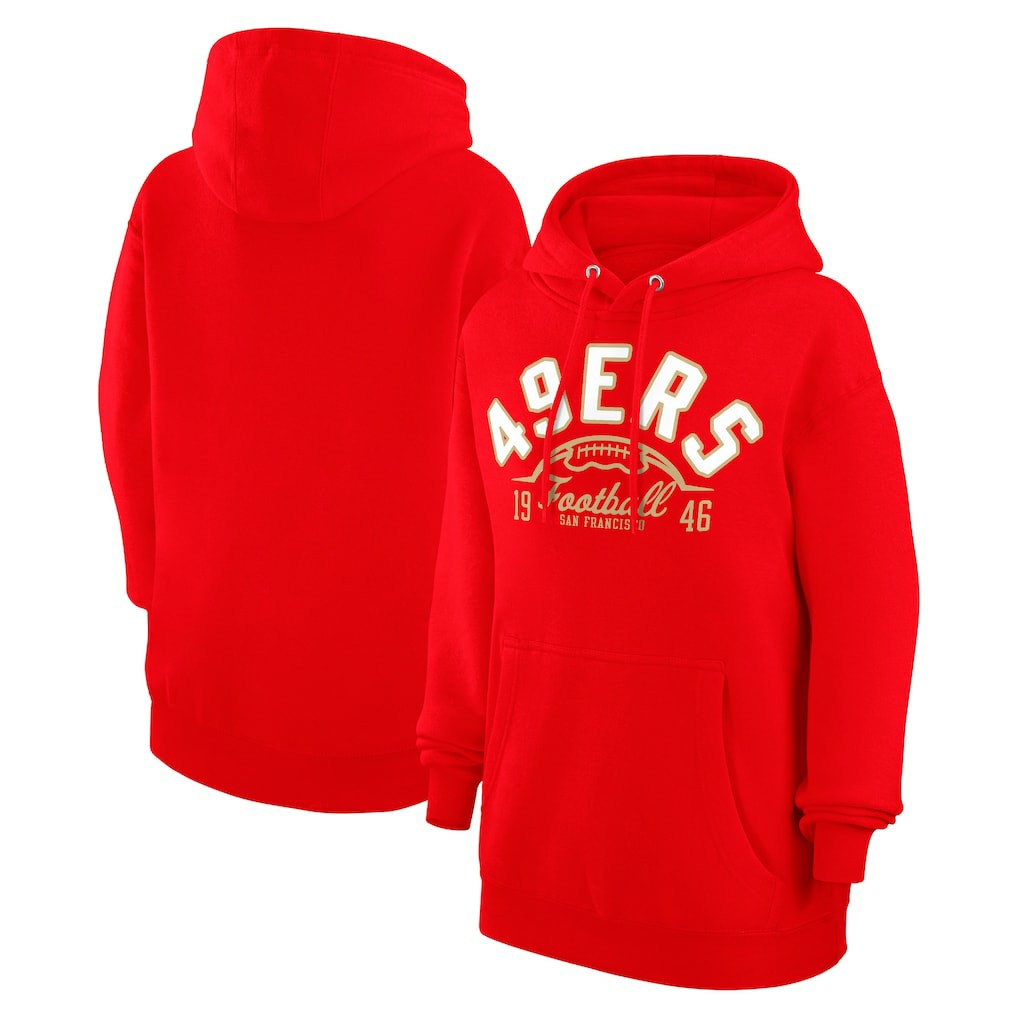 San Francisco 49ers Starter Unisex Half Ball Team Fleece Pullover Hoodie Scarlet