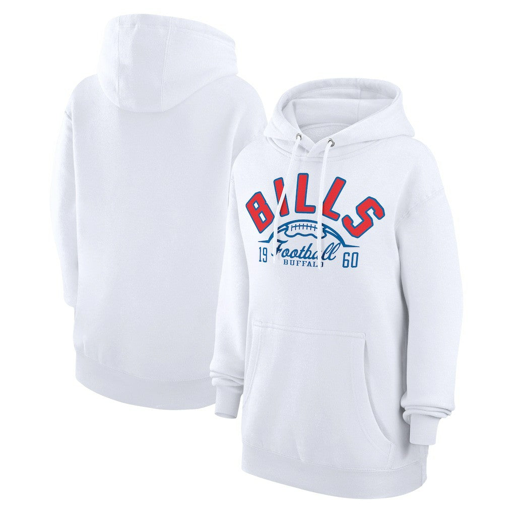 Buffalo Bills Starter Unisex Half Ball Team Fleece Pullover Hoodie White