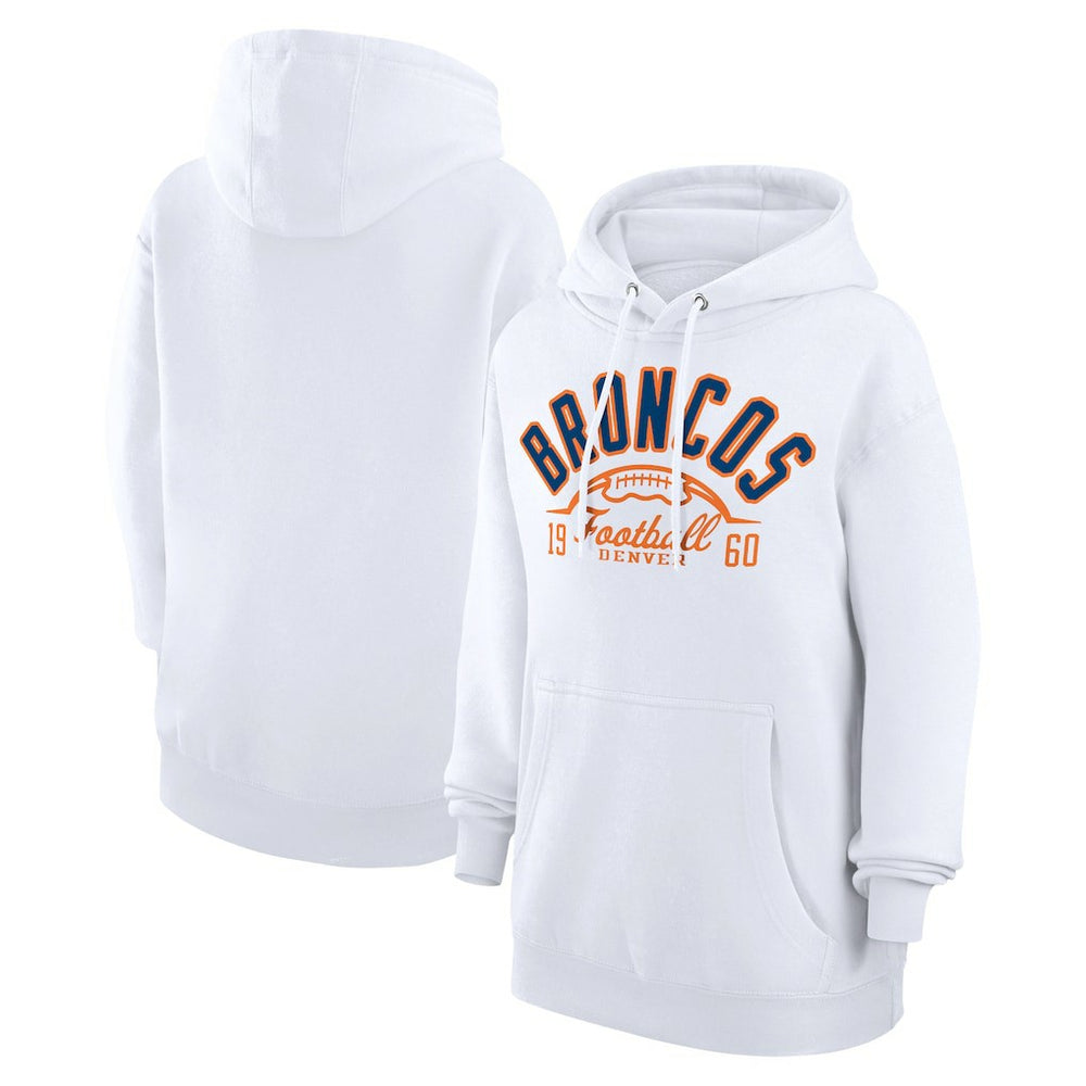 Denver Broncos Starter Unisex Half Ball Team Fleece Pullover Hoodie White