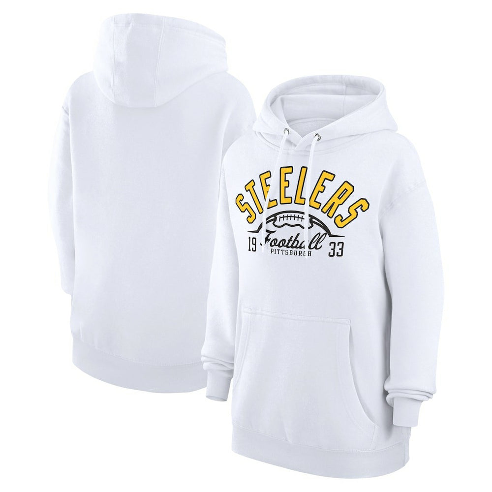 Pittsburgh Steelers Starter Unisex Half Ball Team Fleece Pullover Hoodie White