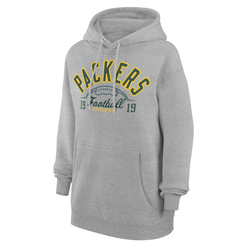 Green Bay Packers Starter Unisex Half Ball Team Fleece Pullover Hoodie Heather Gray
