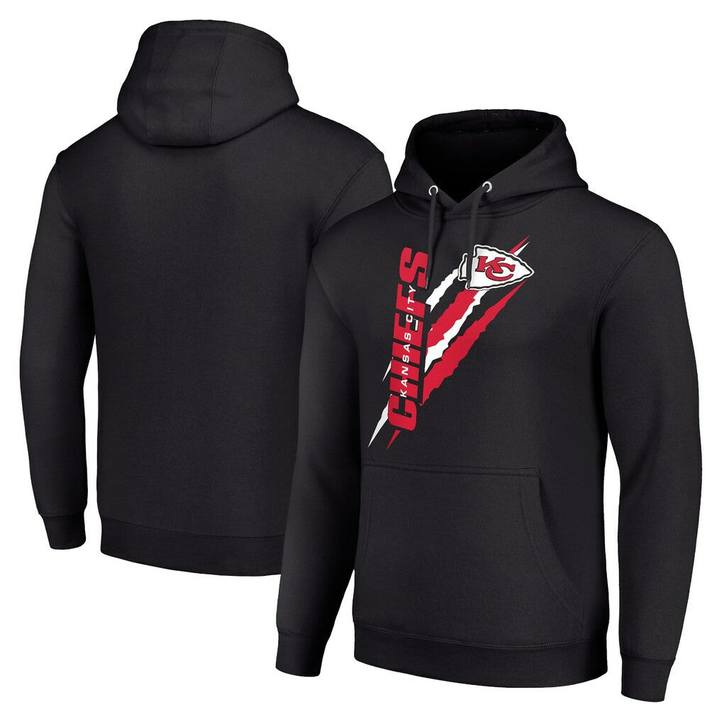 Kansas City Chiefs Starter Unisex Color Scratch Fleece Pullover Hoodie Black