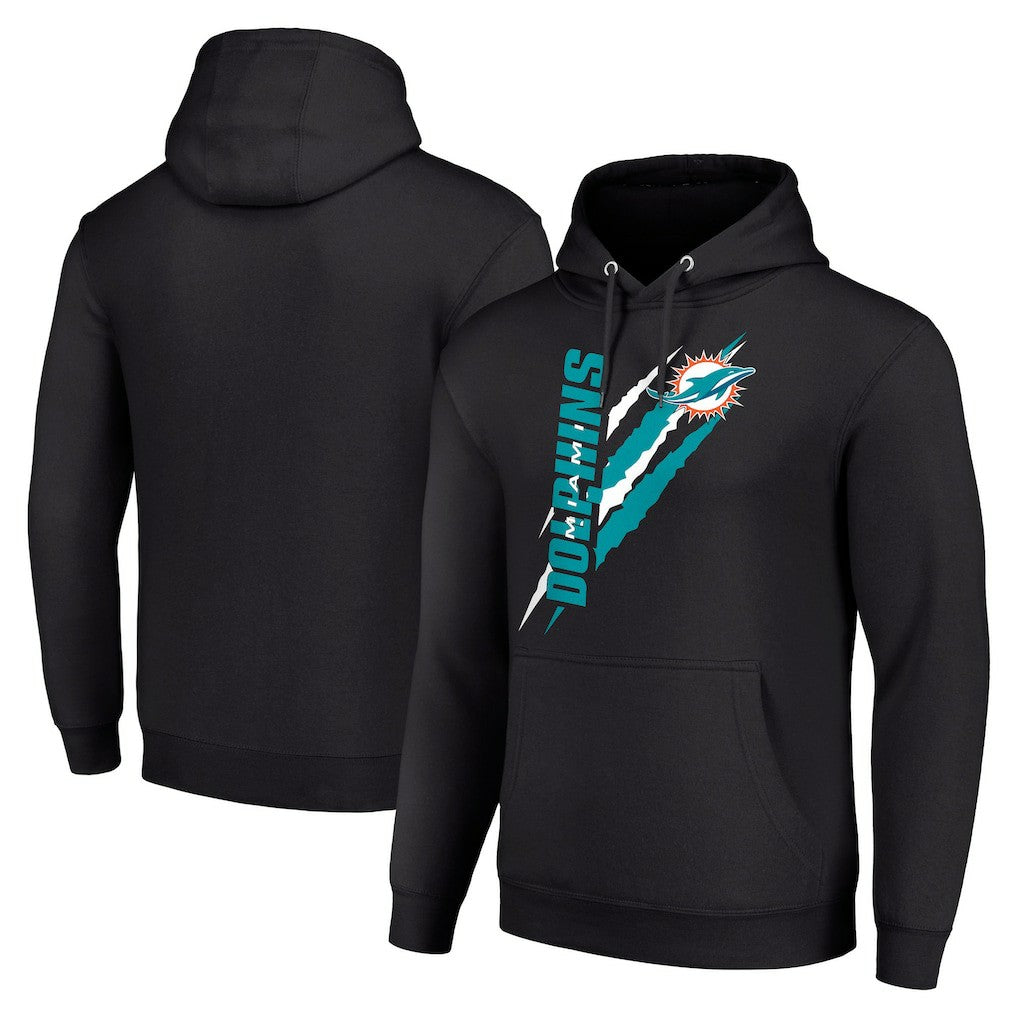 Miami Dolphins Starter Unisex Color Scratch Fleece Pullover Hoodie Black