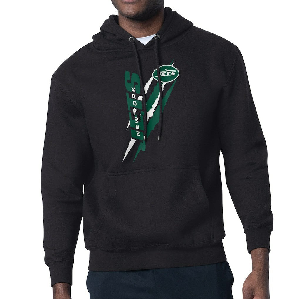 New York Jets Starter Unisex Color Scratch Fleece Pullover Hoodie Black