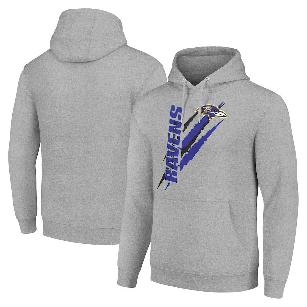 Baltimore Ravens Starter Unisex Color Scratch Fleece Pullover Hoodie Heather Gray