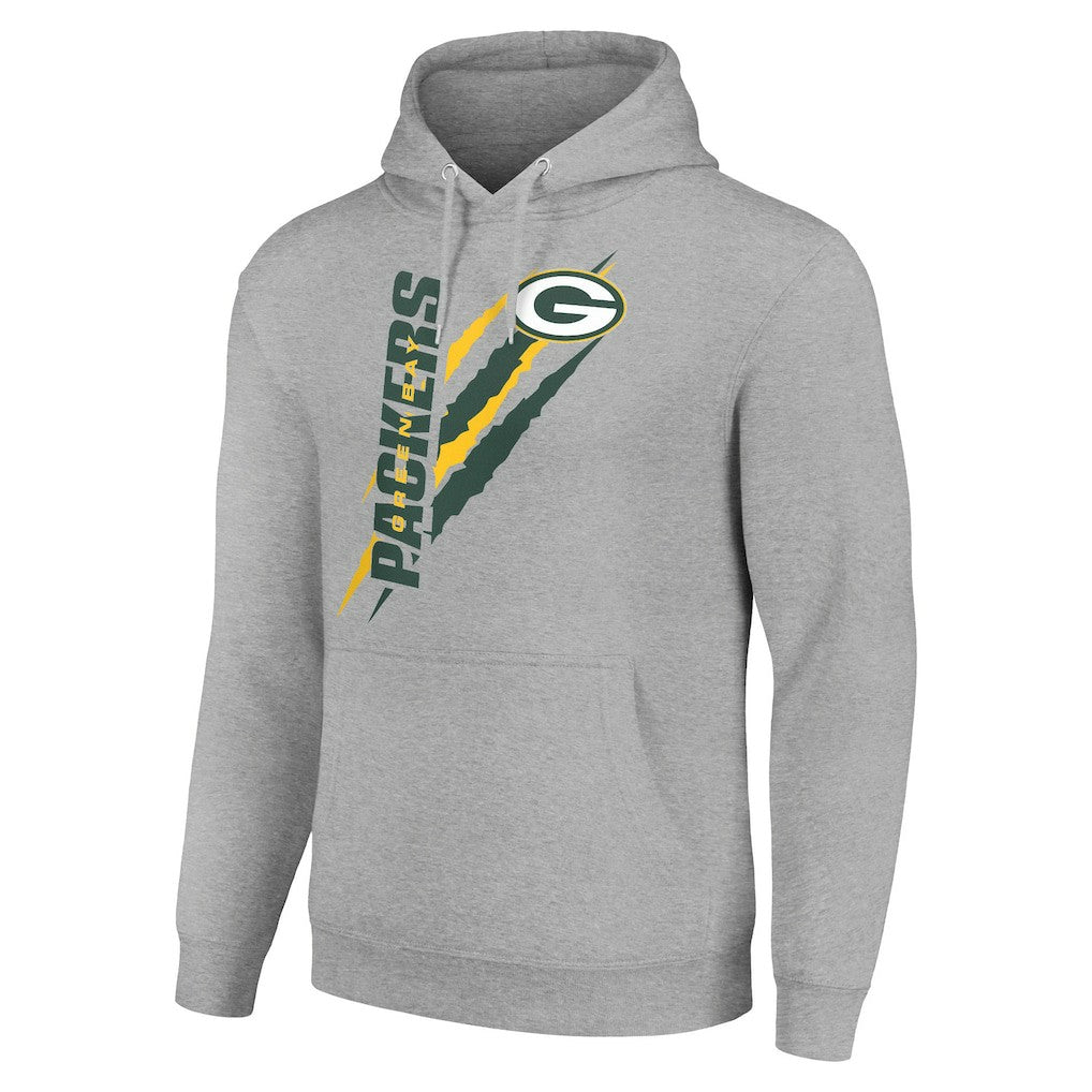 Green Bay Packers Starter Unisex Color Scratch Fleece Pullover Hoodie Heather Gray
