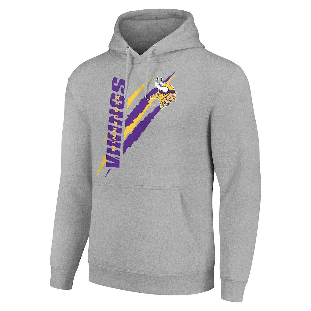 Minnesota Vikings Starter Unisex Color Scratch Fleece Pullover Hoodie Heather Gray