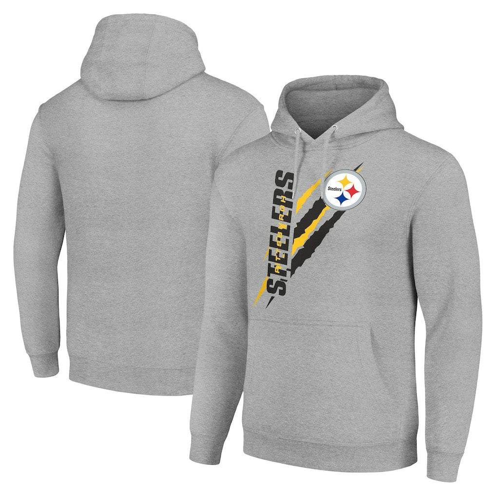 Pittsburgh Steelers Starter Unisex Color Scratch Fleece Pullover Hoodie Heather Gray