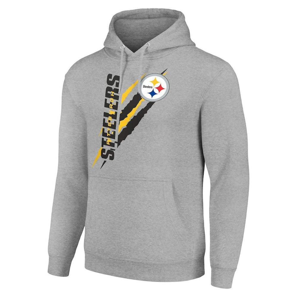 Pittsburgh Steelers Starter Unisex Color Scratch Fleece Pullover Hoodie Heather Gray