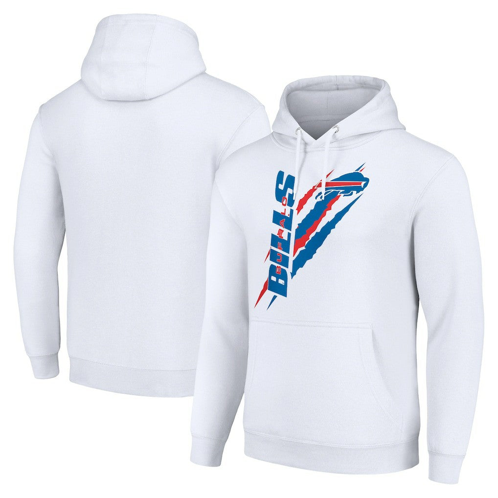 Buffalo Bills Starter Unisex Color Scratch Fleece Pullover Hoodie White