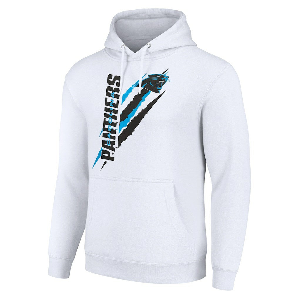 Carolina Panthers Starter Unisex Color Scratch Fleece Pullover Hoodie White