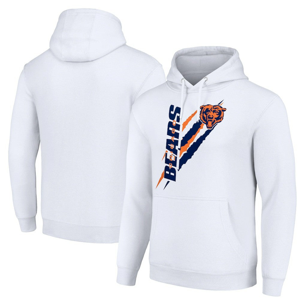Chicago Bears Starter Unisex Color Scratch Fleece Pullover Hoodie White