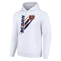 Chicago Bears Starter Unisex Color Scratch Fleece Pullover Hoodie White