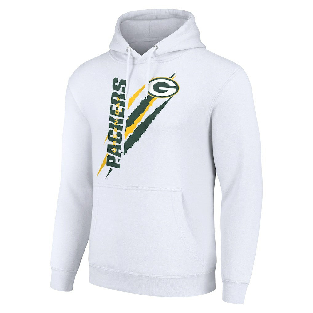 Green Bay Packers Starter Unisex Color Scratch Fleece Pullover Hoodie White