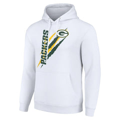 Green Bay Packers Starter Unisex Color Scratch Fleece Pullover Hoodie White