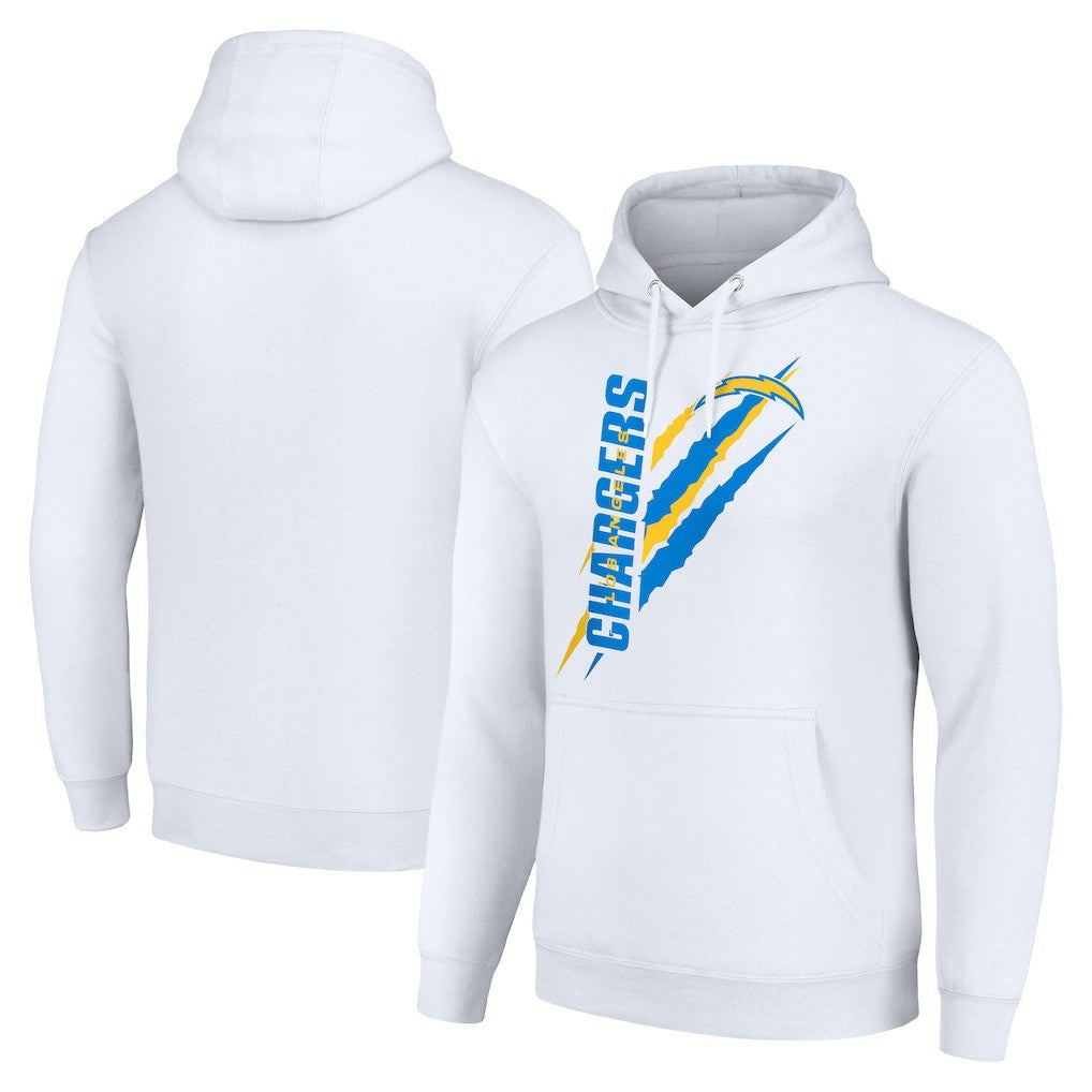Los Angeles Chargers Starter Unisex Color Scratch Fleece Pullover Hoodie White