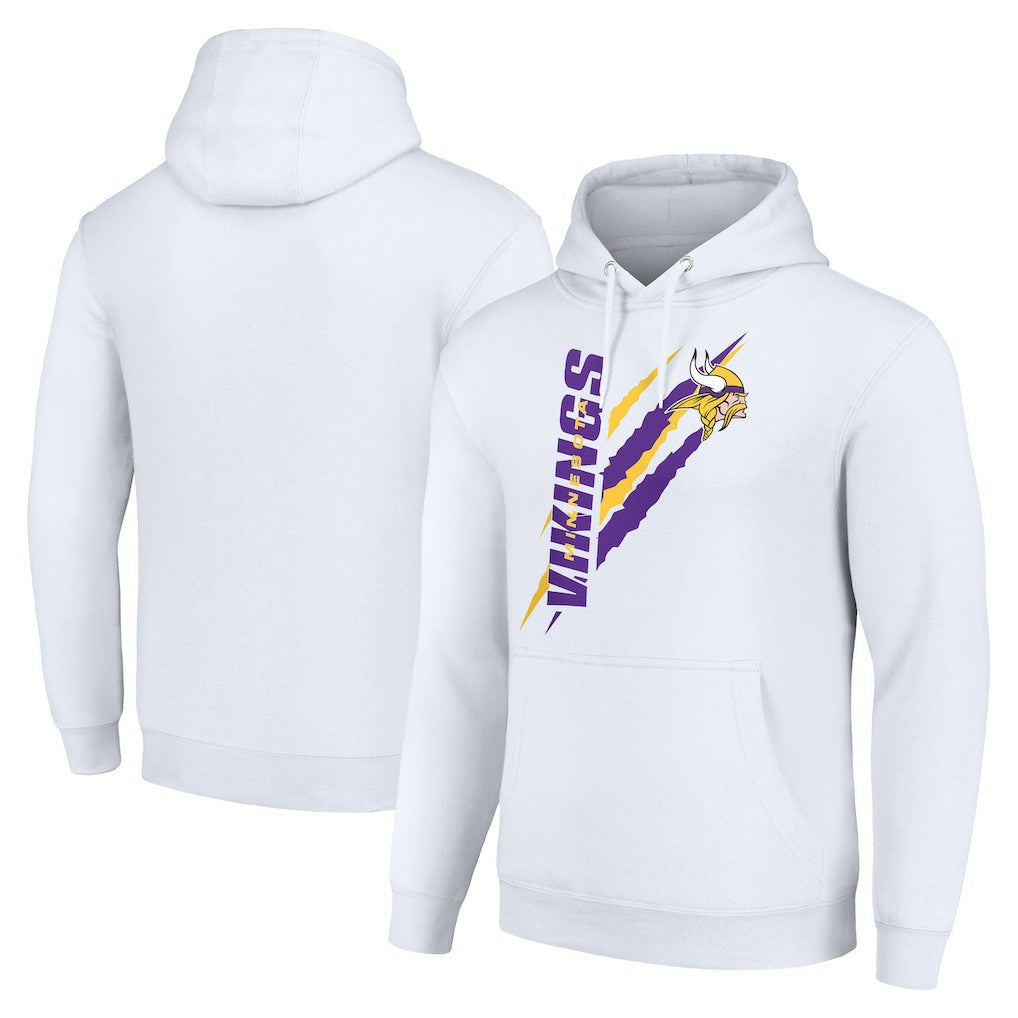 Minnesota Vikings Starter Unisex Color Scratch Fleece Pullover Hoodie White