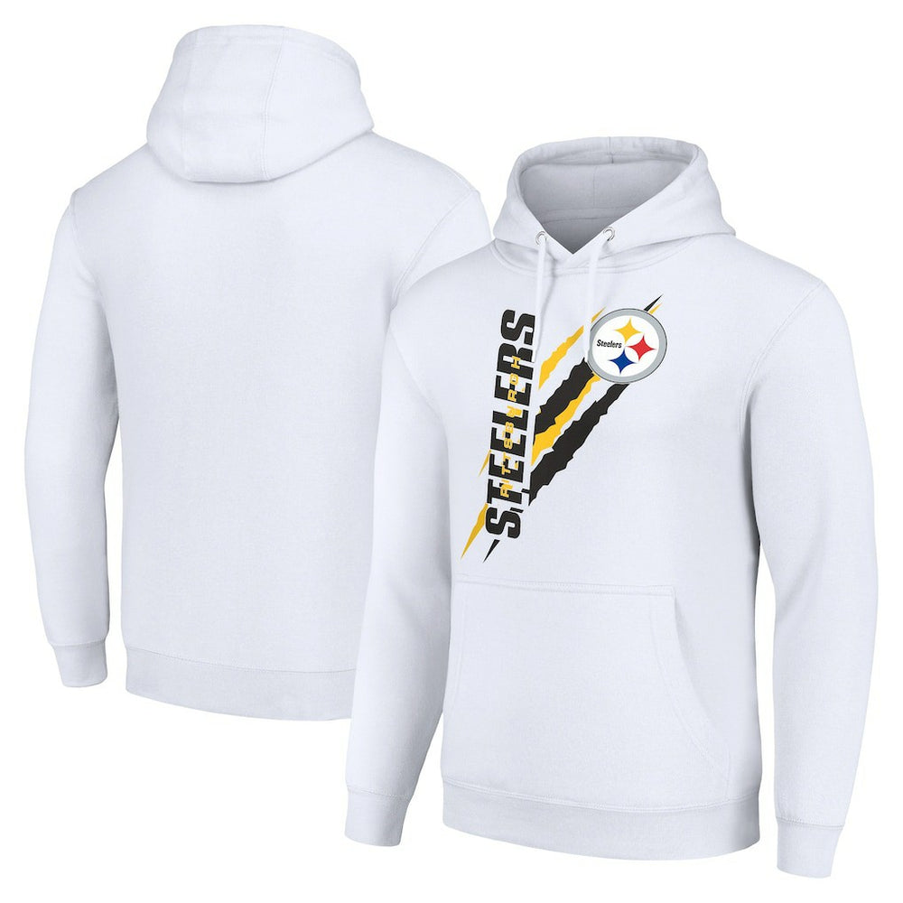 Pittsburgh Steelers Starter Unisex Color Scratch Fleece Pullover Hoodie White