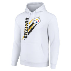 Pittsburgh Steelers Starter Unisex Color Scratch Fleece Pullover Hoodie White