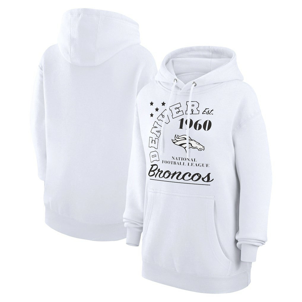 Denver Broncos Starter Unisex Arch Team Fleece Pullover Hoodie White