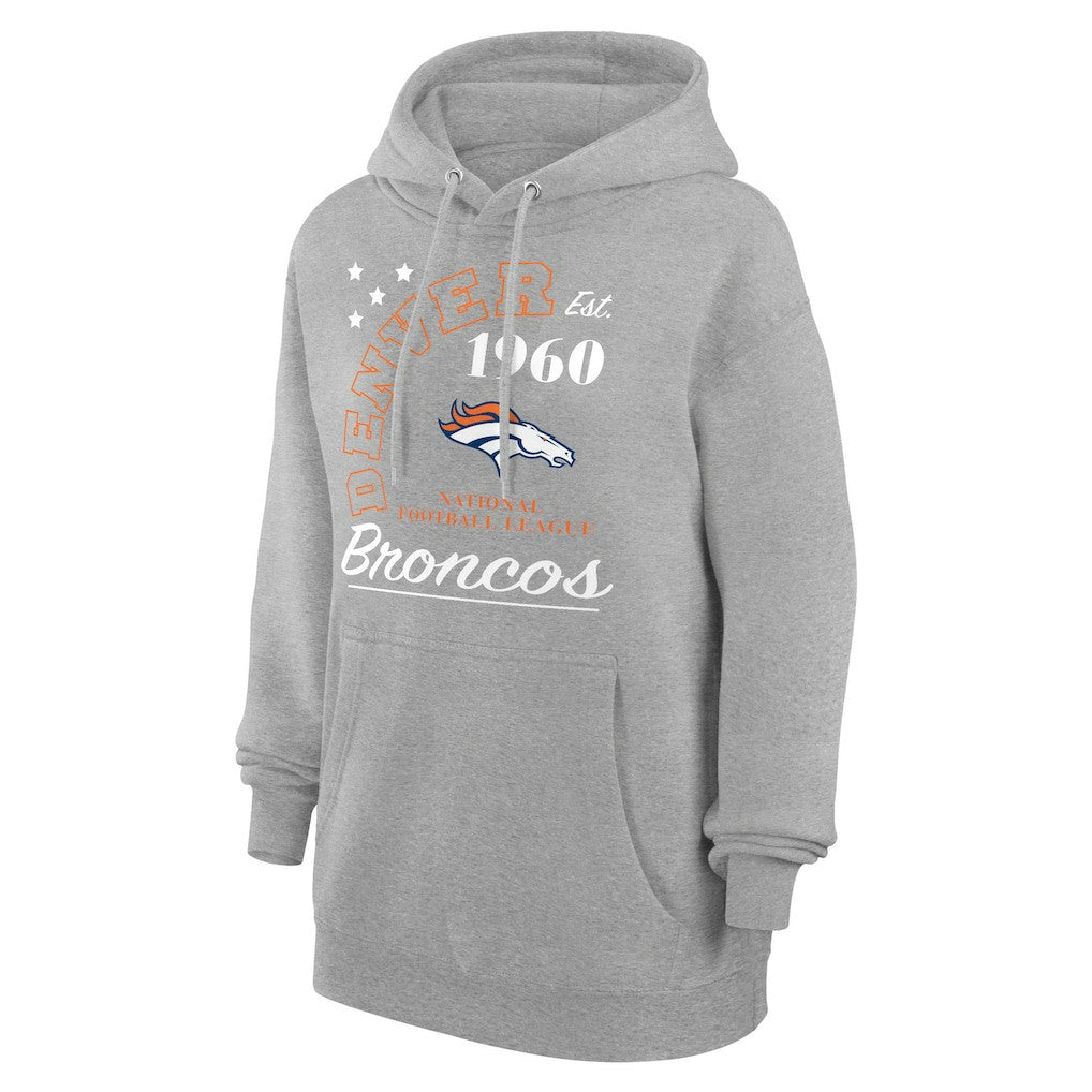 Denver Broncos Starter Unisex Arch Team Fleece Pullover Hoodie Heather Gray