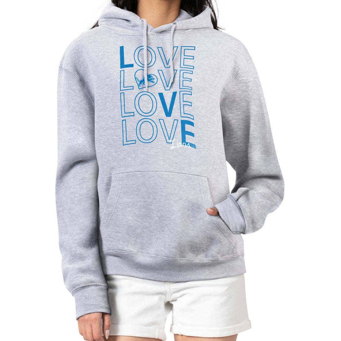 Detroit Lions G-III 4Her by Carl Banks Women's Love Graphic Pullover Hoodie Heather Gray